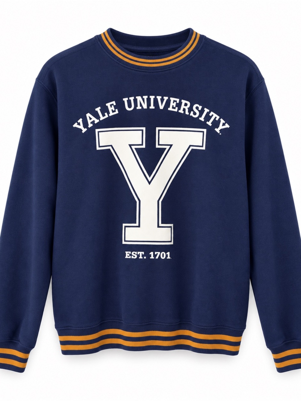 Yale University Varsity Crewneck Sweatshirt Navy Gold Size Small